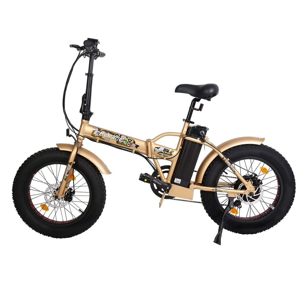 Ecotric 48V Gold portable and folding fat ebike with LCD display - Zestyebikes