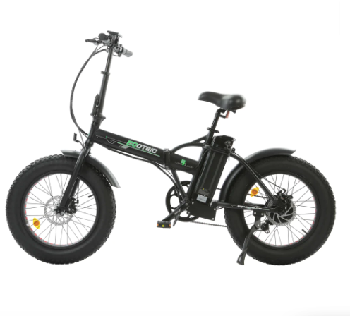 Ecotric Matt Black 48V portable and folding fat ebike with LCD display