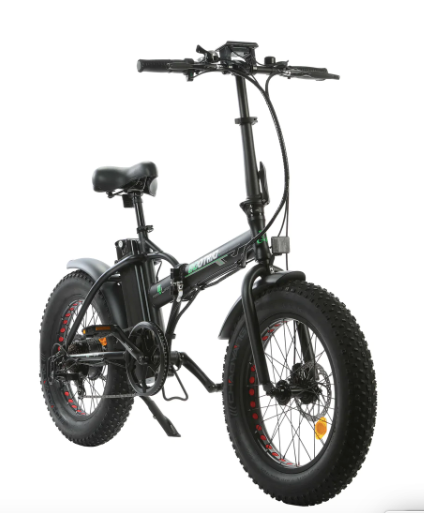 Ecotric Matt Black 48V portable and folding fat ebike with LCD display