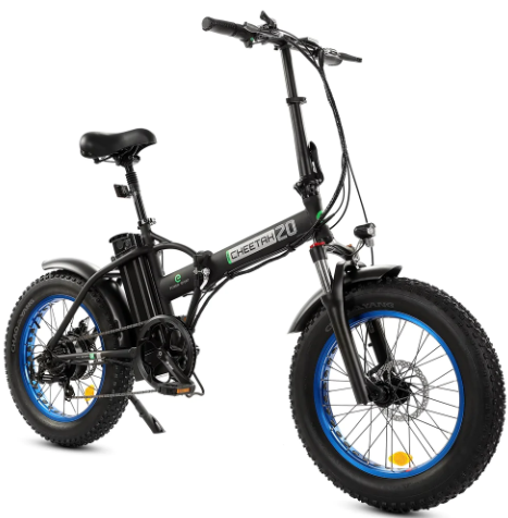 Ecotric 48V Fat Tire Portable and Folding Electric Bike with LCD display-Black and Blue